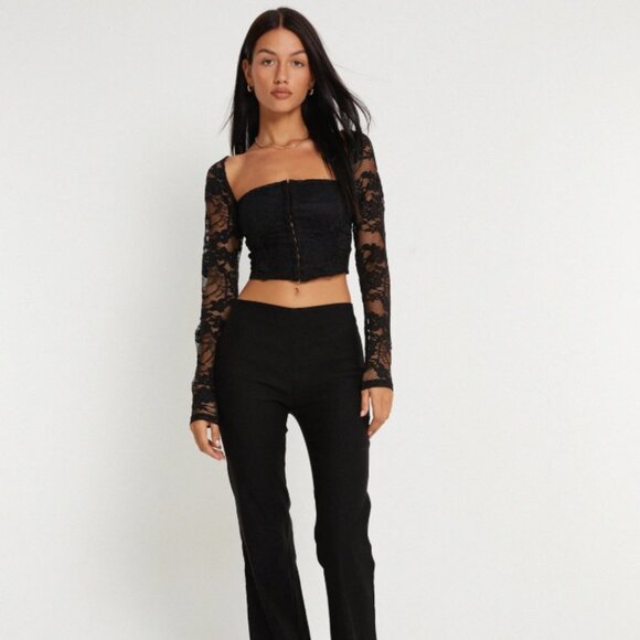 Motel Rocks Khafila Black Lace Long Sleeve Corset Top Size S - Picture 4 of 12